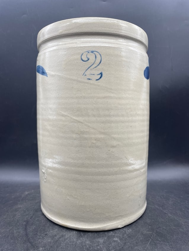 2 Gal Stoneware Crock Cobalt Decorated - 3