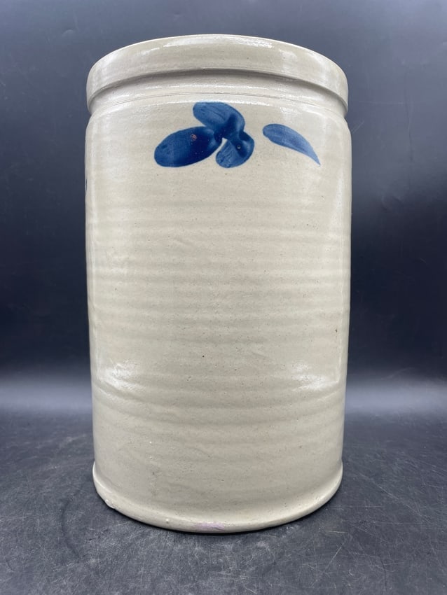 2 Gal Stoneware Crock Cobalt Decorated - 7