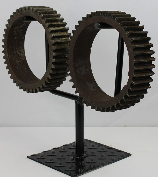2 large decorative industrial iron gears - 4