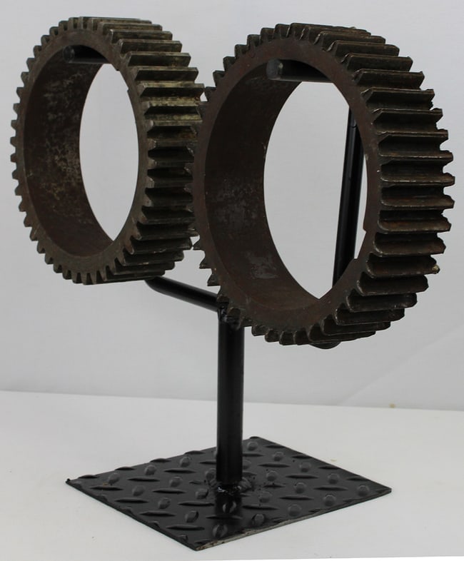 2 large decorative industrial iron gears - 5