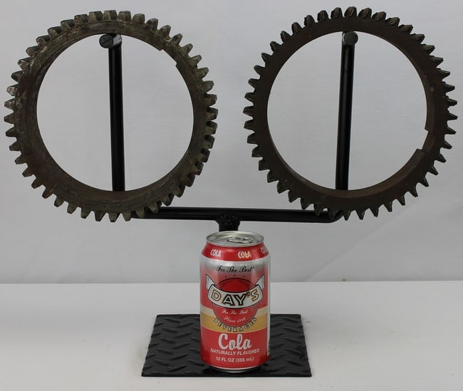 2 large decorative industrial iron gears - 6