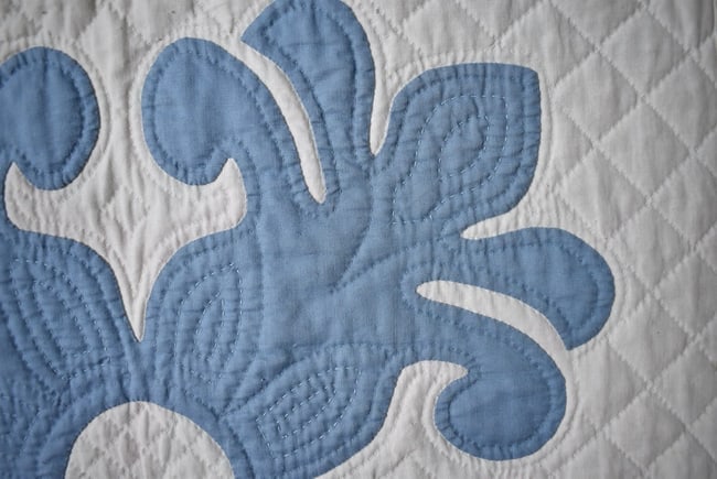 Blue & White Pineapple Applique Quilt - 4