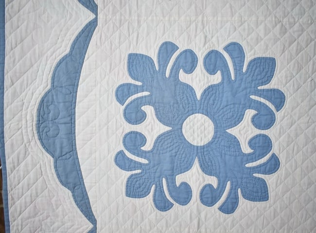 Blue & White Pineapple Applique Quilt - 5