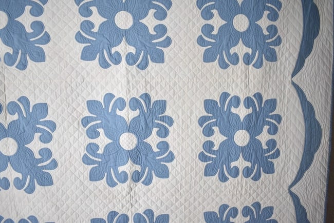 Blue & White Pineapple Applique Quilt - 8