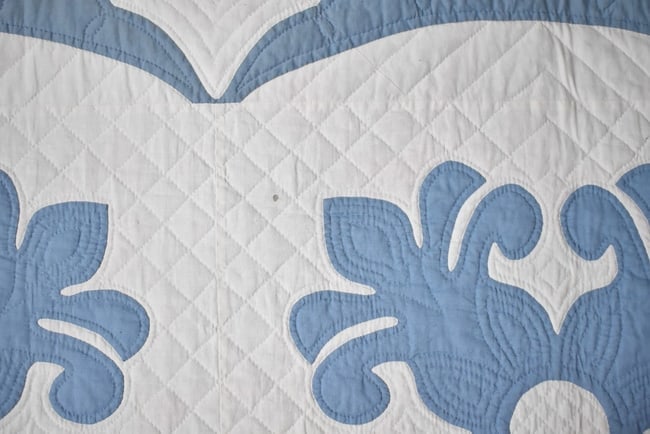 Blue & White Pineapple Applique Quilt - 9