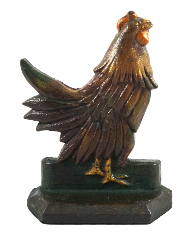 Rare Antique Crowing Rooster Cast Iron Doorstop (1 of 6)