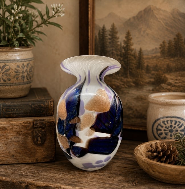 Rochester NY Artist Signed August Hueter Studio Glass Vase 1997 (1 of 7)