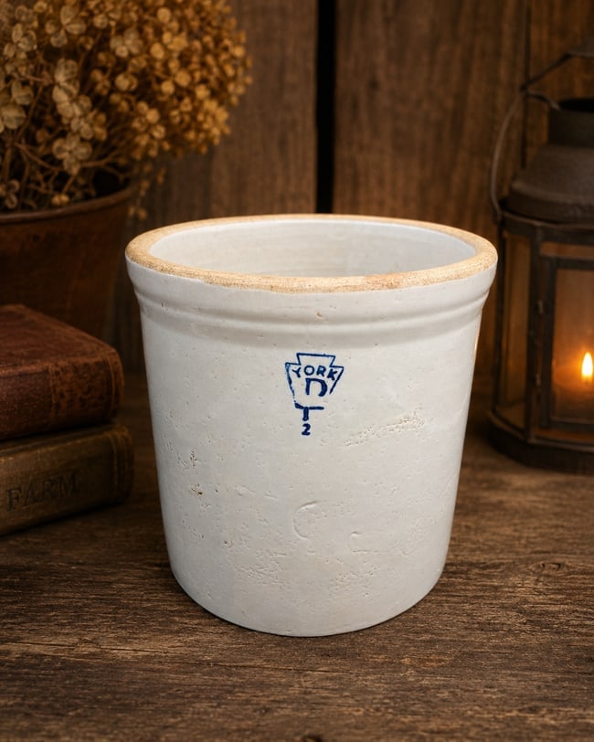 ANTIQUE PFALTZGRAFF STONEWARE 2GAL. CROCK with COBALT BLUE (1 of 7)