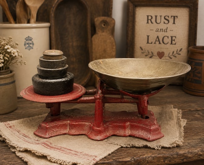 ANTIQUE RED CAST IRON SCALE READING HARDWARE CO - PA - USA (1 of 8)