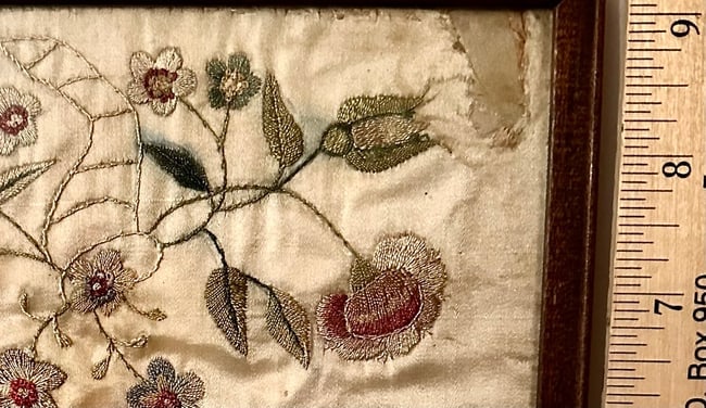 Small Needlework on Silk Dated 1836 - 2