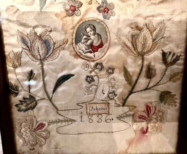 Small Needlework on Silk Dated 1836 - 4