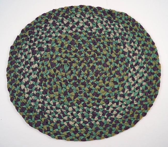 Antique Braided Table Mat Country Americana #13 (1 of 2)