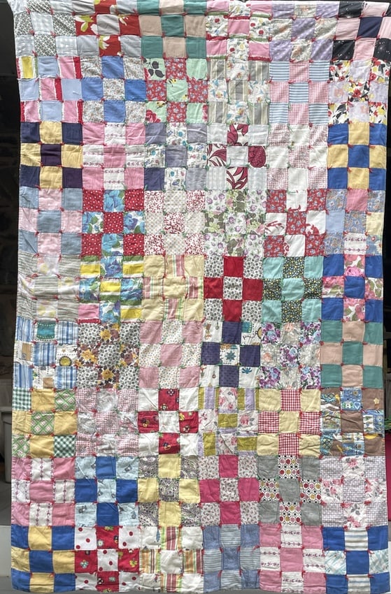 Vintage Patchwork Quilt w/Knots, Multicolored w Paisley back (1 of 7)