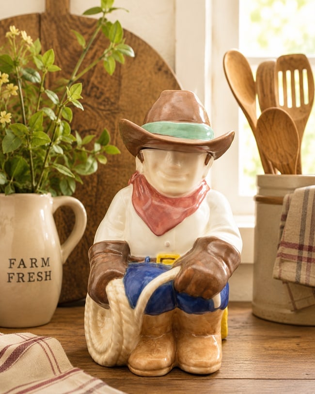 Vintage Treasure Craft COWBOY Ceramic Cookie Jar (1 of 8)