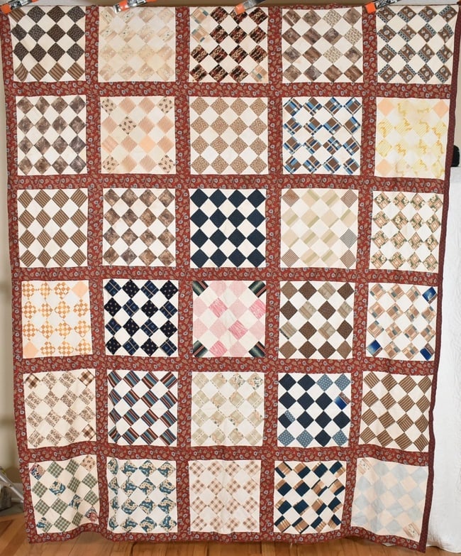1840's Checkerboard Summer Spread: Title: 1840's Checkerboard Summer Spread Date: 1840's Origin: Ohio Material: Cotton This OUTSTANDING cotton 1830's/18480's checkerboard quilt top is all hand pieced, with vibrant early 19th century