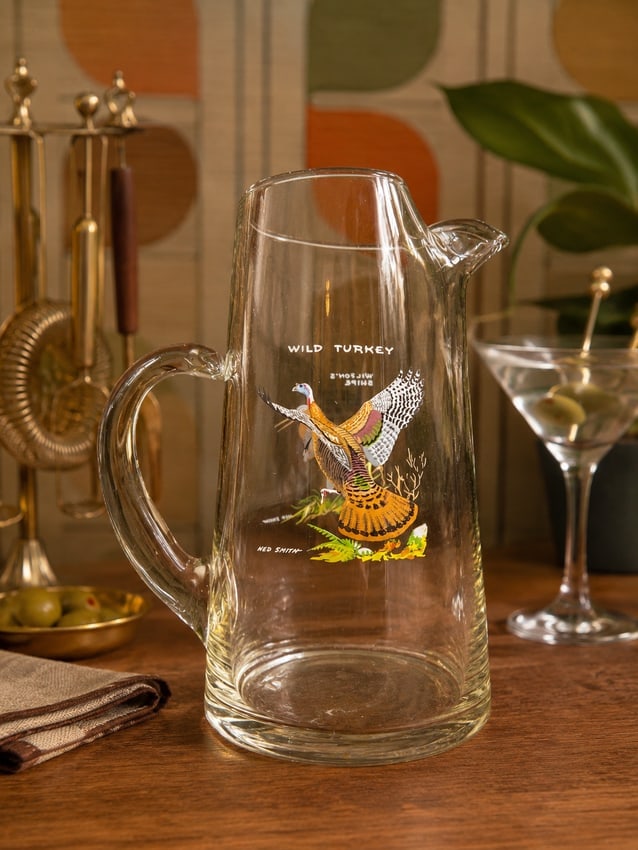 VINTAGE NED SMITH GAME BIRD COCKTAIL PITCHER Wild Turkey & Wilson's Snipe (1 of 8)