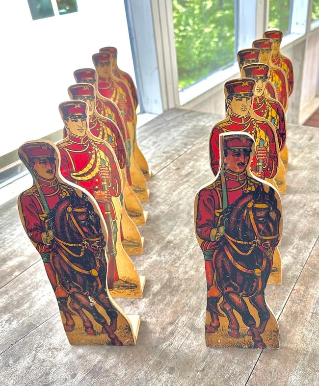 12 Large Cardboard Soldiers w/Stands 19th C. (1 of 8)