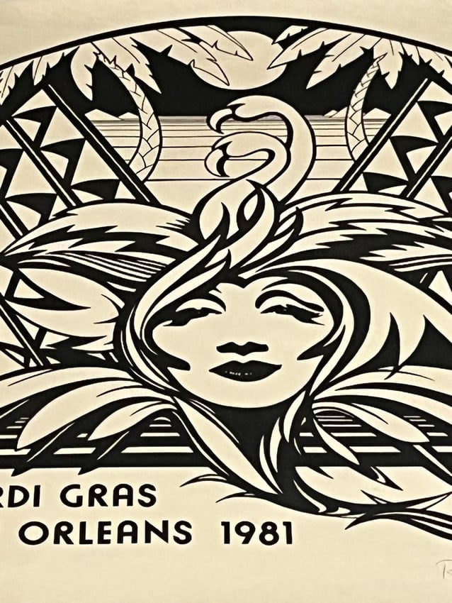 Hand Signed / Dated Rapoza Mardi Gras Poster 1981 - 2