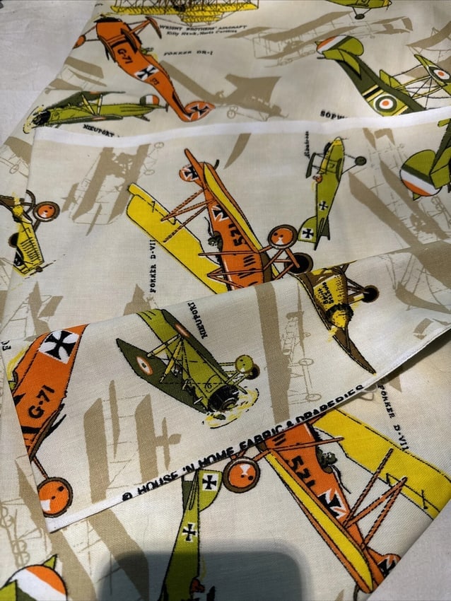 House N Homes Fabric Draperies Bi-plane Design Cotton X 44" X73: Add a touch of vintage charm to your home decor with these House N Homes Fabric Draperies. The bi-plane design features white cotton fabric with multicoloured planes, perfect for a 1980s style.