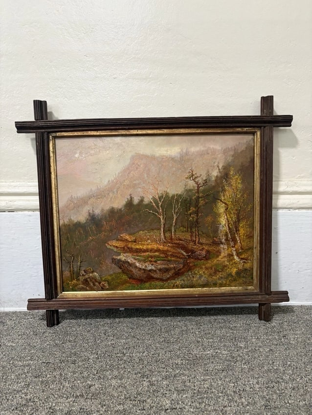 Oil On Board Catskill Mt Landscape Painting: The frame measures 19 1/2" x 16 1/2" and the board measures 15" x 11 3/4". It is signed on the front and marked on the verso. It is in good condition and is being sold as is Shipping: Domestic: