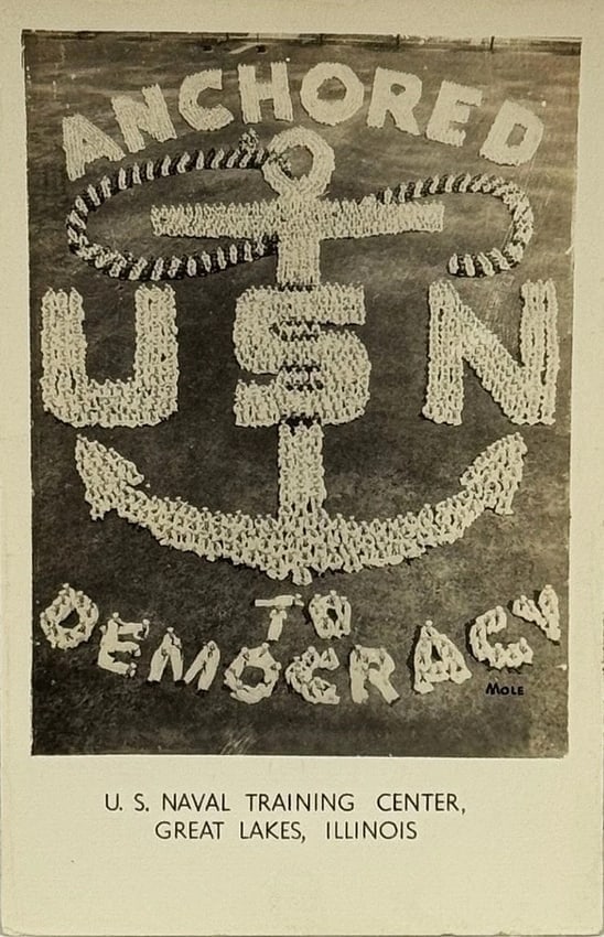 Real Photo PC Mohl Anchored to Democracy Sailors 1910 (1 of 3)