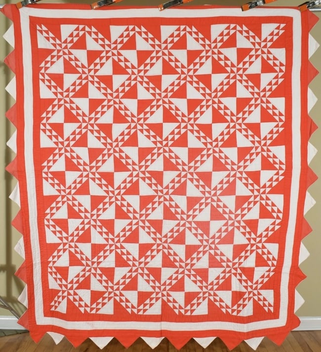 1940's Red & White "Lady of the Lakes" Quilt (1 of 7)