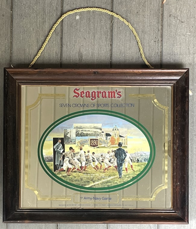 1970'S SEAGRAM'S SEVEN 7 CROWN TINKER EVERS & CHANCE BAR BASEBALL MIRROR (1 of 5)