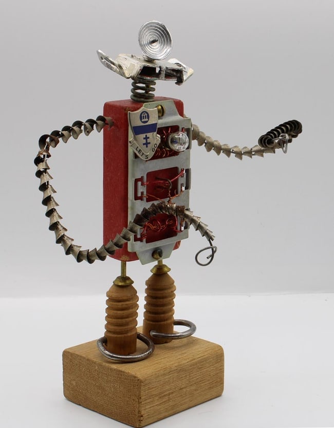 A folk art robot made from found objects - 2