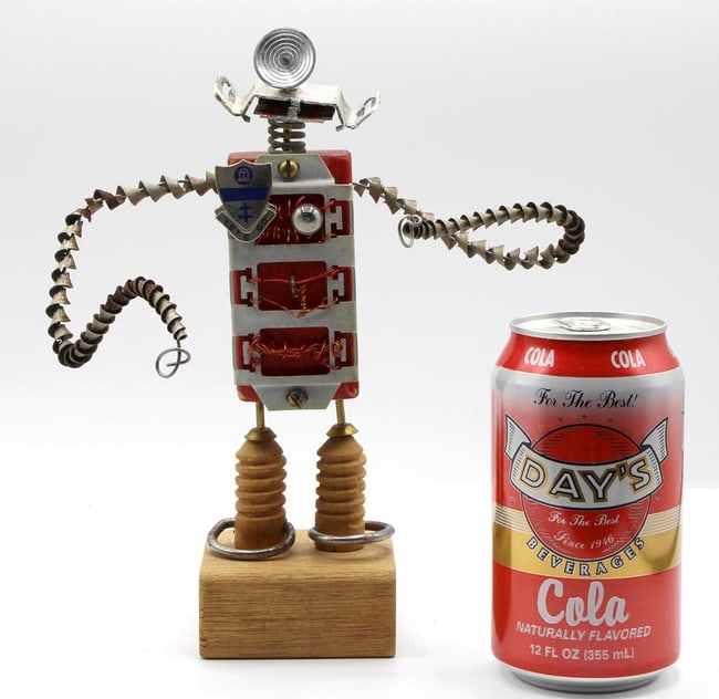 A folk art robot made from found objects - 4
