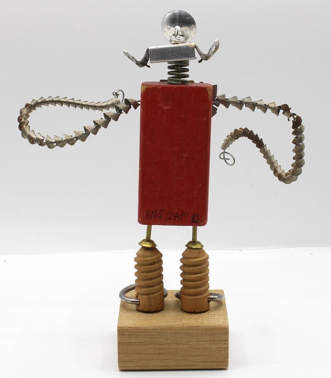 A folk art robot made from found objects - 8