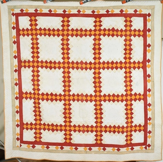 Well Quilted 1870's Irish Chain Quilt (1 of 10)