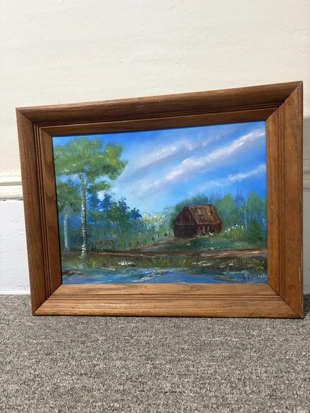 Valery Woodbury Oil On Canvas Landscape Painting: The frame measures 19 1/2" x 15 1/2" and the canvas measures 16" x 12". It is artist signed and is in good condition. It is being sold as is Shipping: Domestic: Flat-rate of $25.00 to anywhere within