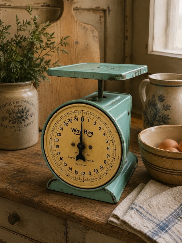 Way Rite 25 lb Farmhouse Kitchen Scale Mercantile Scale Mint Green / Blue (1 of 8)
