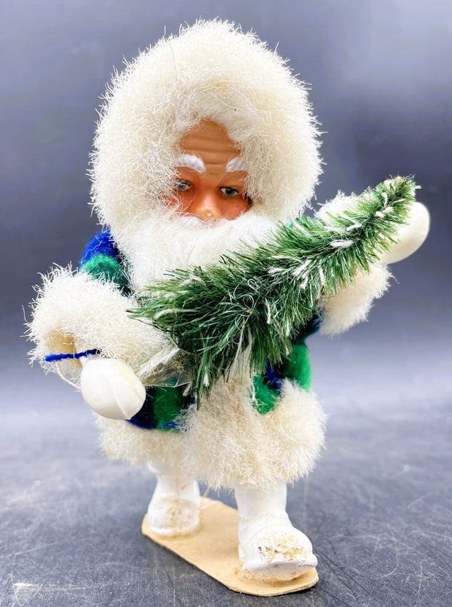Vintage Belsnickle Molded Plastic with Fur Beard: Date/Period: unknown Dimension: approx 5" Material: mixed materials Additional Information: Vintage Belsnickle Molded Plastic with Fur Beard Shipping: Domestic: Flat-rate of $6.00 to anywhere within