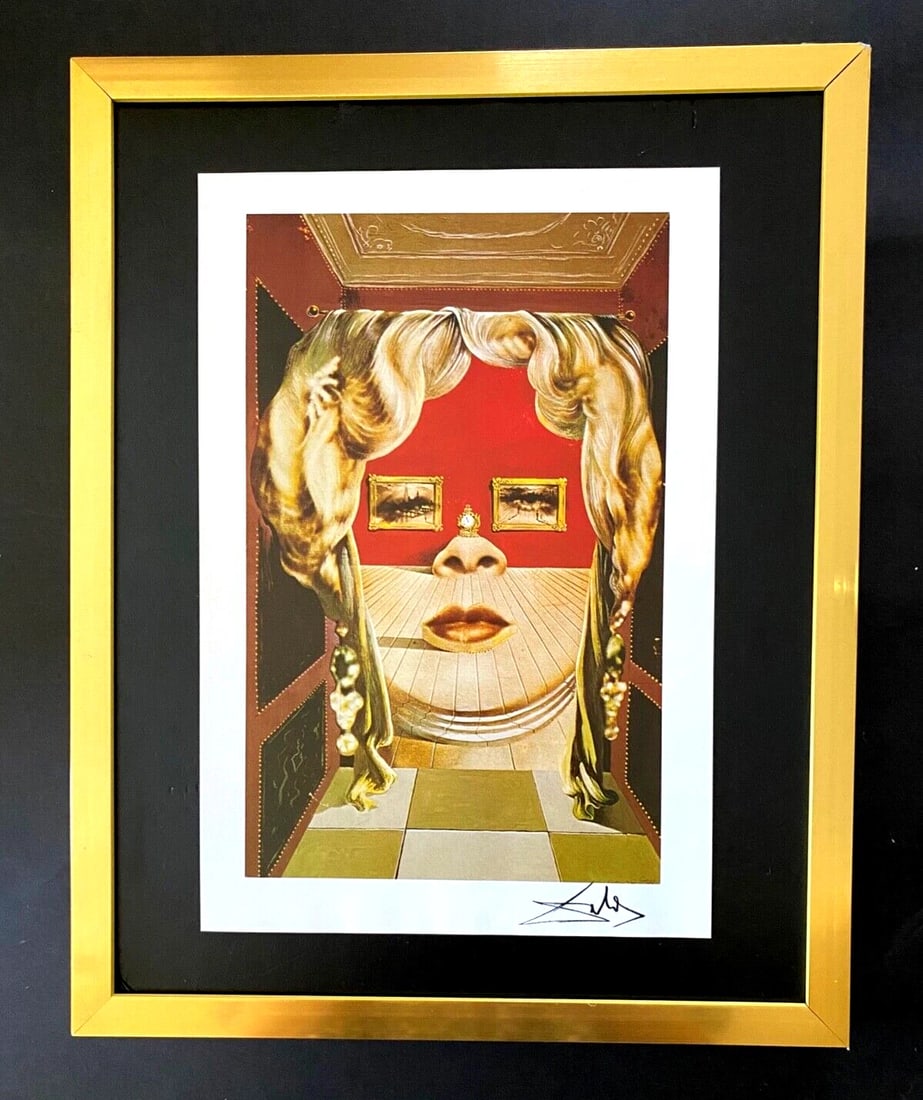 SALVADOR DALI + SIGNED PRINT FROM 1970 + WITH NEW FRAME: We have for Sale this AWESOME 1970's PRINT AFTER SALVADOR DALI FACSIMILE SIGNED IN INK SIZE OF THE PRINT IS ABOUT: 10 X 8 in FRAME COVERS AN AREA OF 15 X 12 in PRINT IS MOUNTED OVER A BLACK BOARD AND 