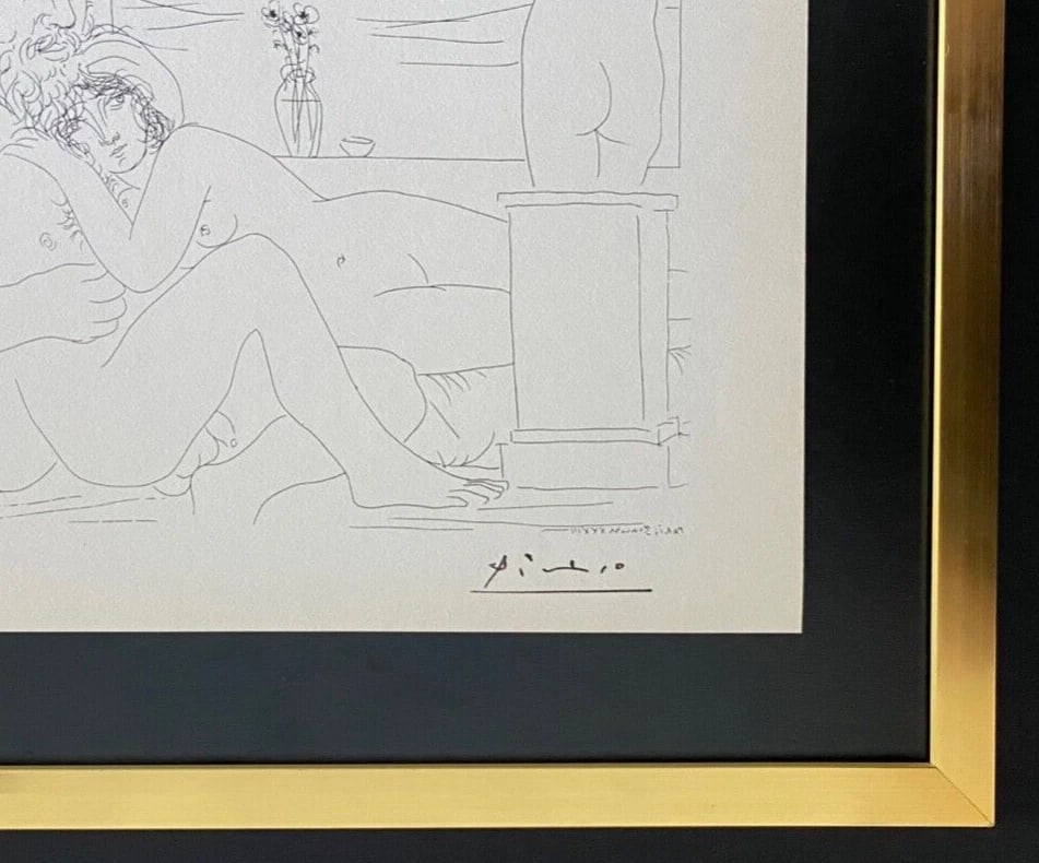 PABLO PICASSO 1955 ARTISTIC FIGURE SIGNED PRINT FRAMED ART - 3