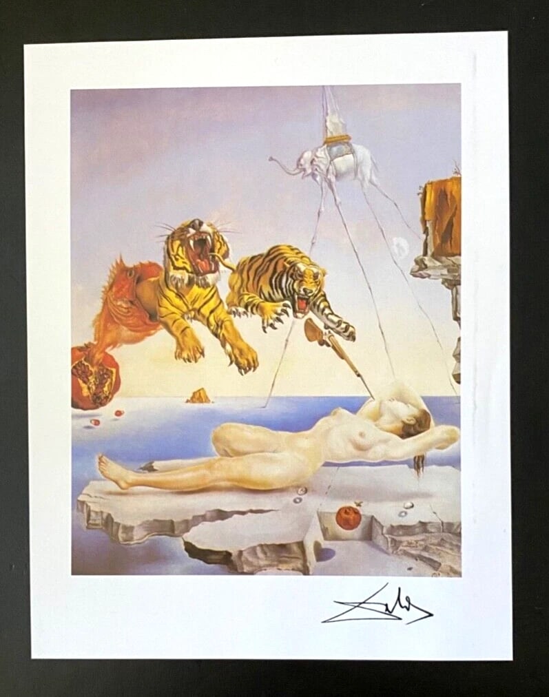 SALVADOR DALI + SIGNED ARTISTIC FIGURE PRINT FROM 1970 + WITH NEW FRAME - 2