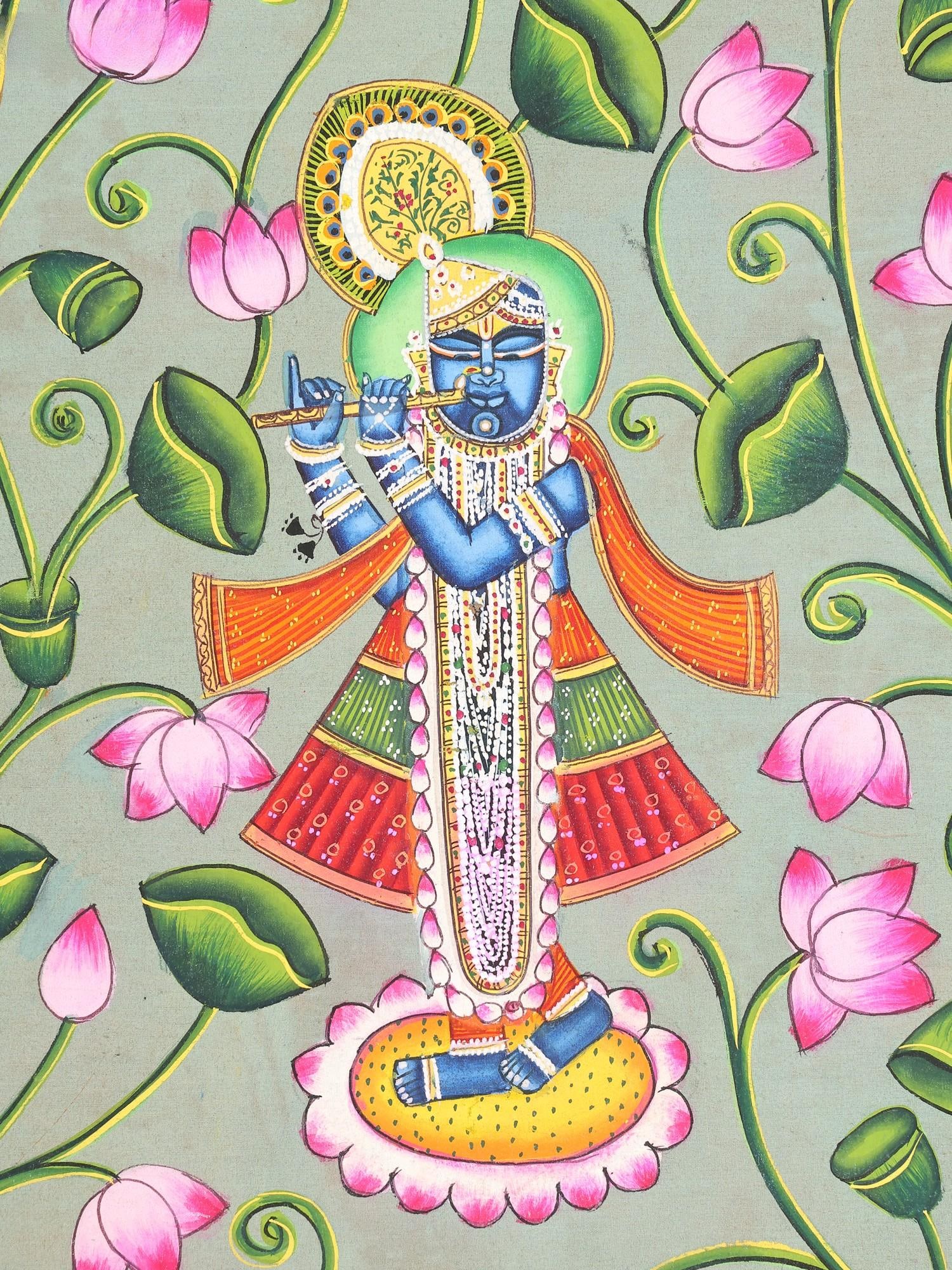 Shrinathji Playing Flute | Pichwai Painting - 2