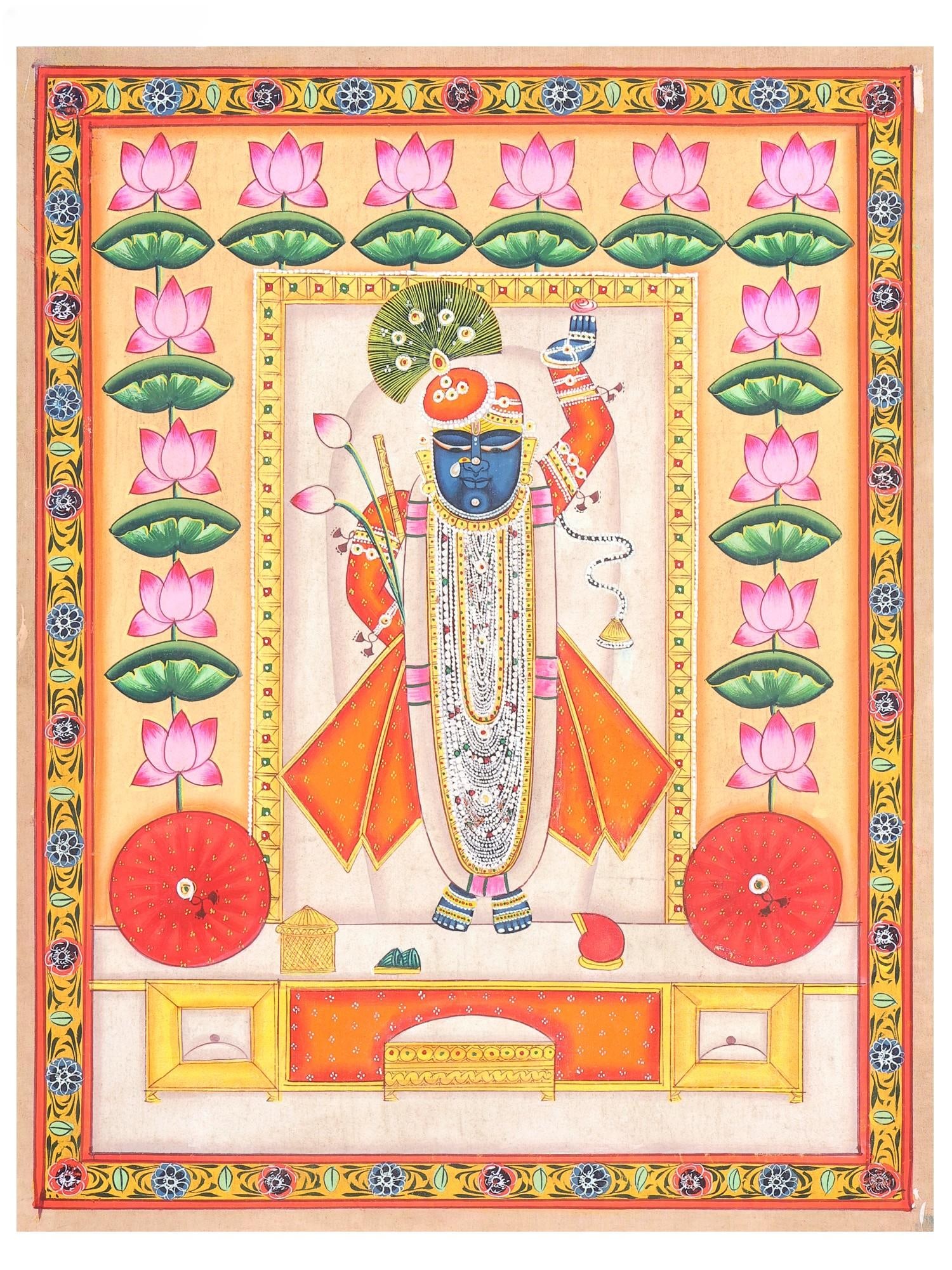 Shrinathji - The Eternal Krishna Form | Pichwai Painting: Title: Shrinathji - The Eternal Krishna Form | Pichwai Painting Description: Folk Paintings Reserve: $150.00 Shipping: Domestic: Shipping rates are determined by destination International: