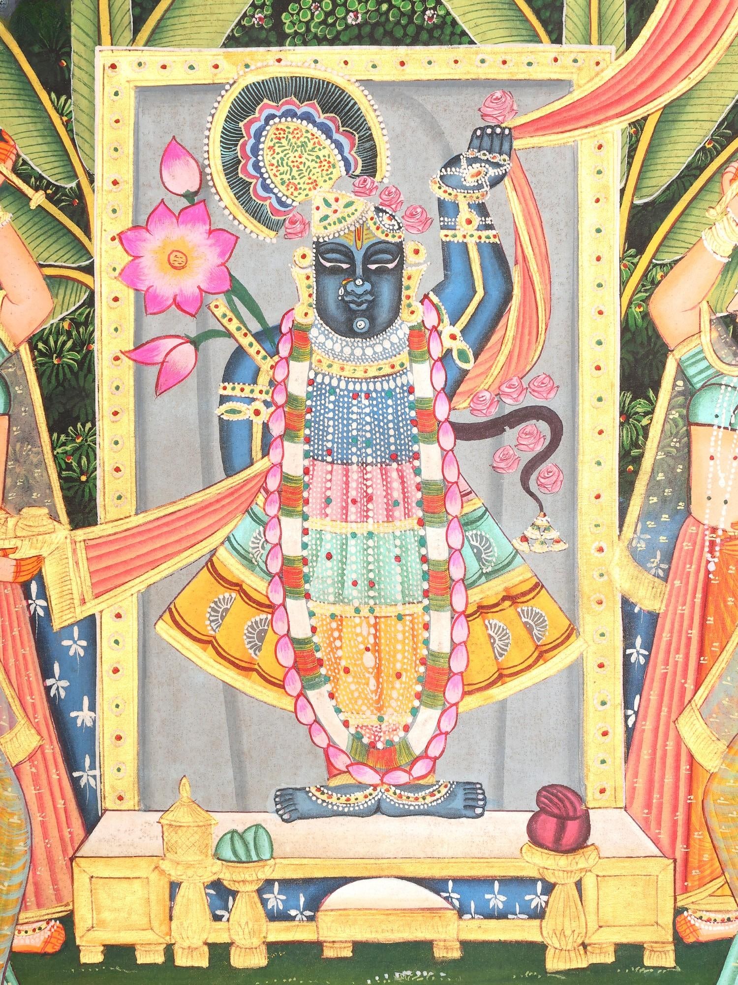 Lord Shrinathji with Devotees | Pichwai Painting - 2