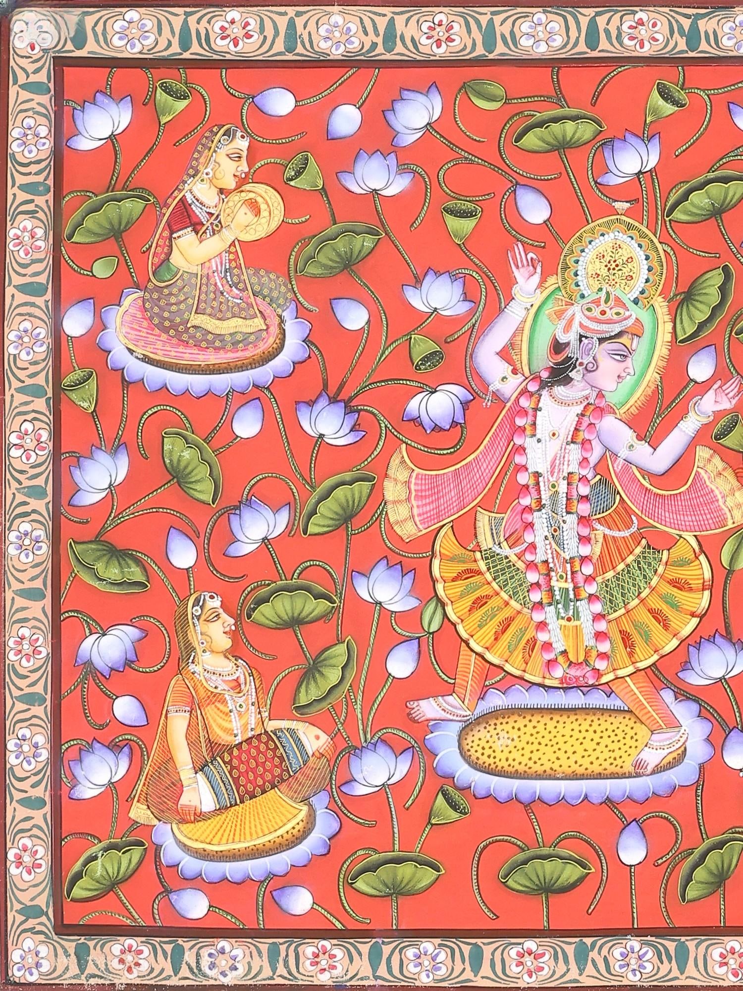 Divine Dance of Radha Krishna with Gopis | Pichwai Painting - 2