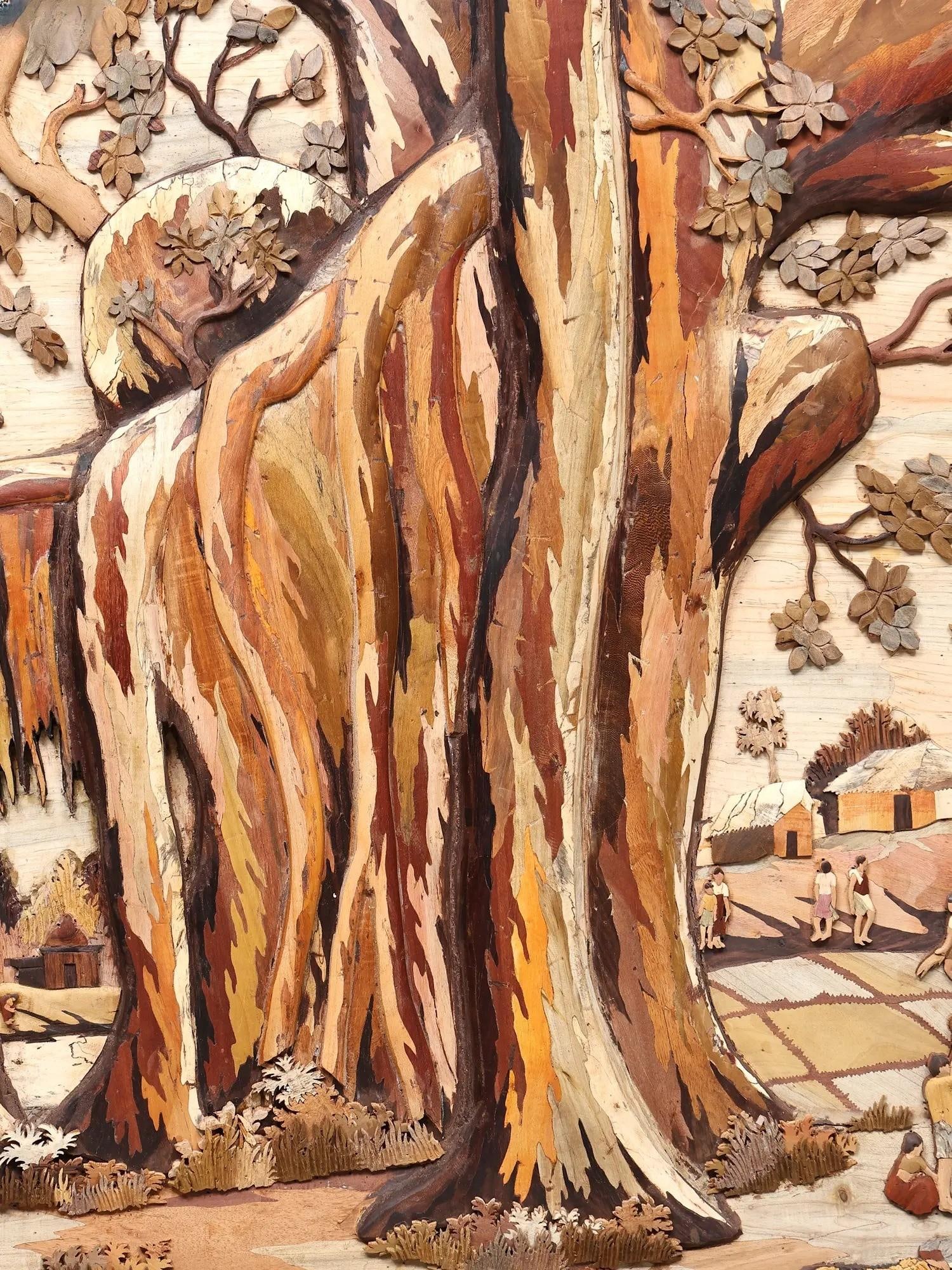 57" Large A Rural Symphony with Social Life - Wood Panel | Wall Decor - 2