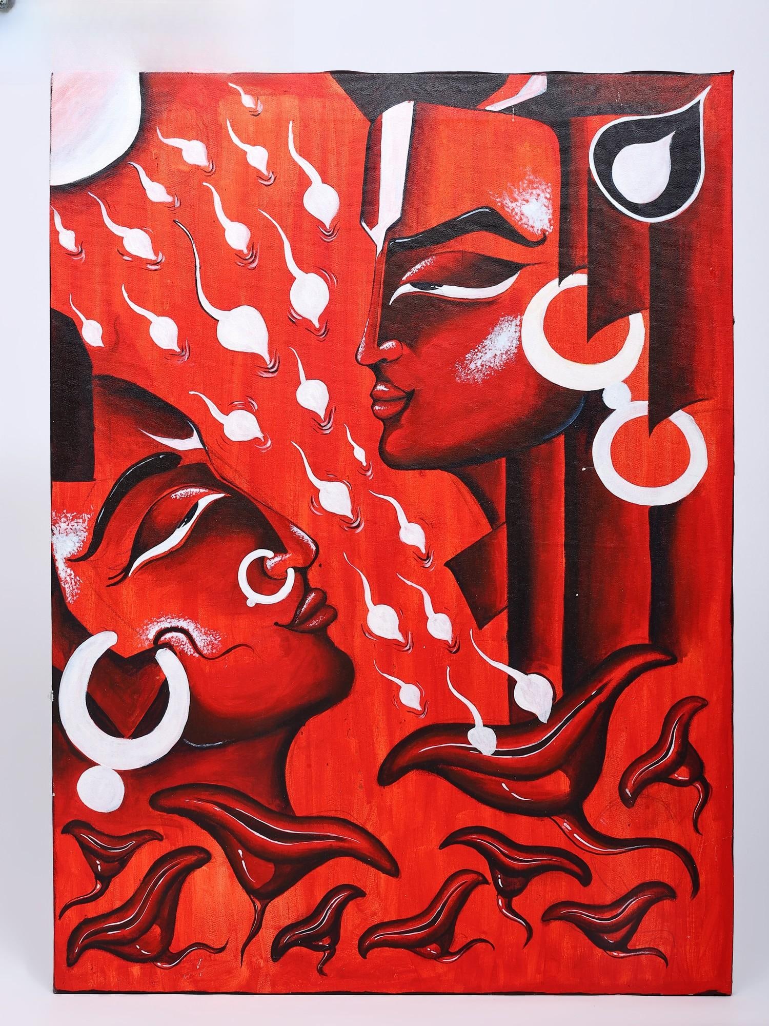 The Divine Connection - Origin of Life | Acrylic on Canvas | Handmade Painting (1 of 2)