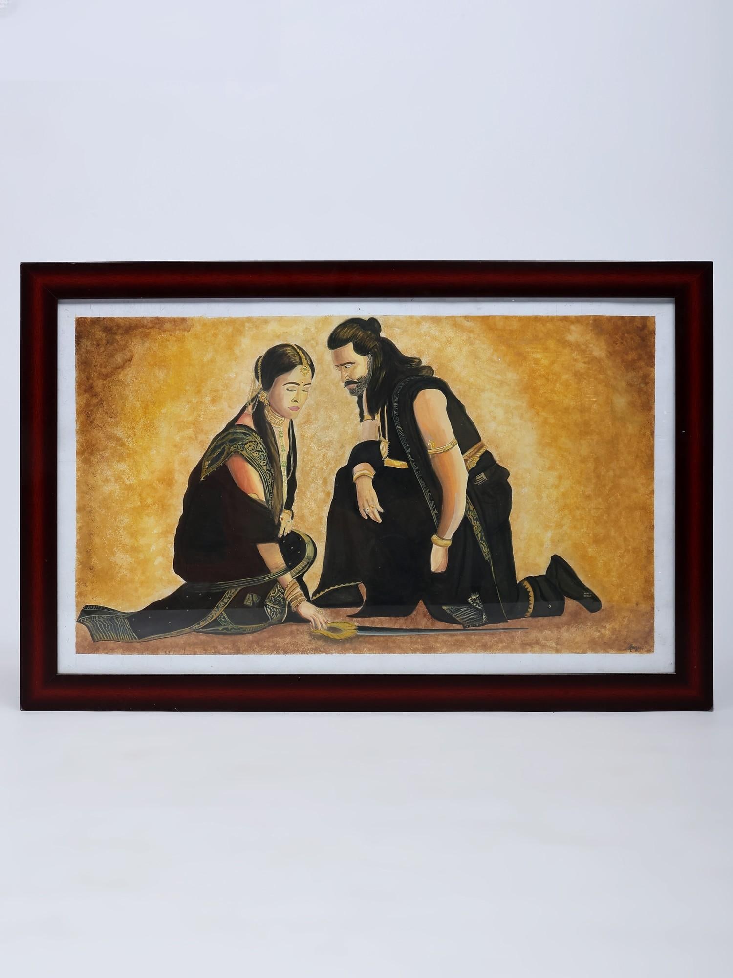 Couple of Royal Soldiers | Watercolor on Paper | Handmade Painting | With Frame (1 of 2)