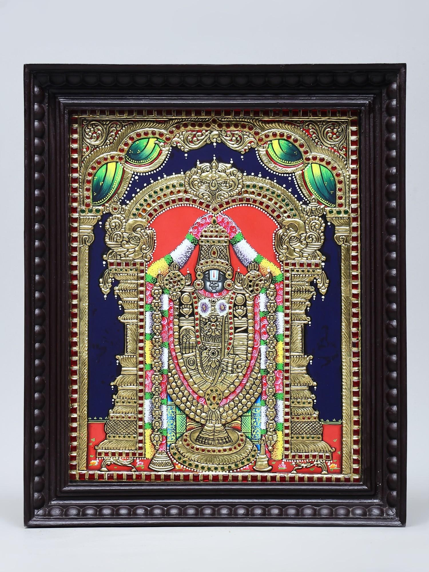 Lord Tirupati Balaji in Standing Posture | Handmade Tanjore Painting | Traditional Colors with 24: Title: Lord Tirupati Balaji in Standing Posture | Handmade Tanjore Painting | Traditional Colors with 24 Karat Gold | With Frame Description: Tanjore (Thanjavur) Painting Reserve: $365.00 Shipping: Do