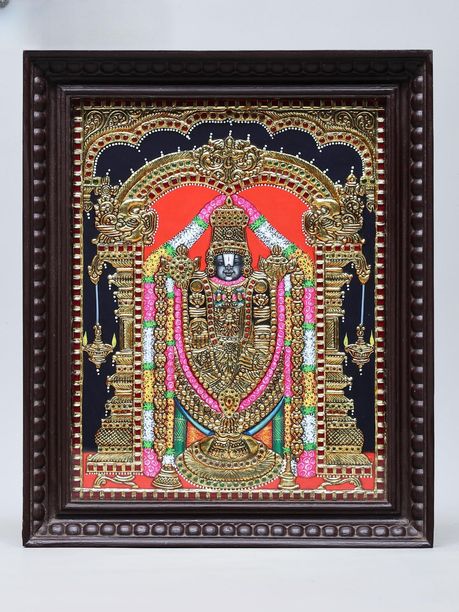 Lord Venkateswara (Tirupati Balaji) with Intricate Details | Handmade Tanjore Painting | Traditional (1 of 2)