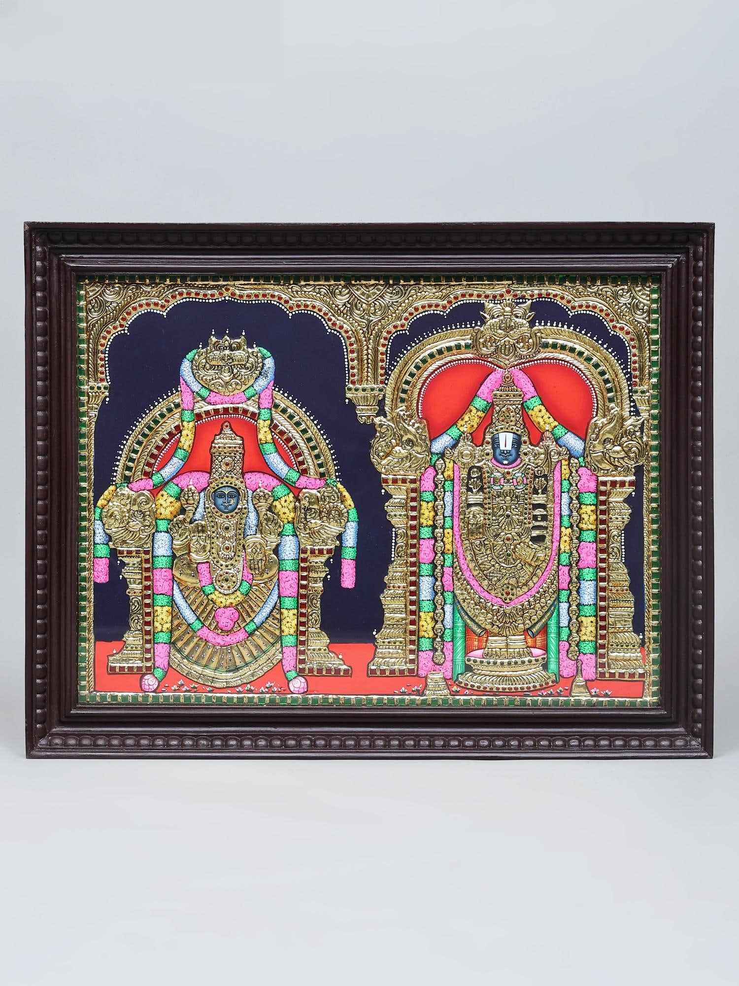 Lord Tirupati Balaji (Venkateswara) and Goddess Padmavathi (Thayar) | Traditional Colors with 24 (1 of 2)