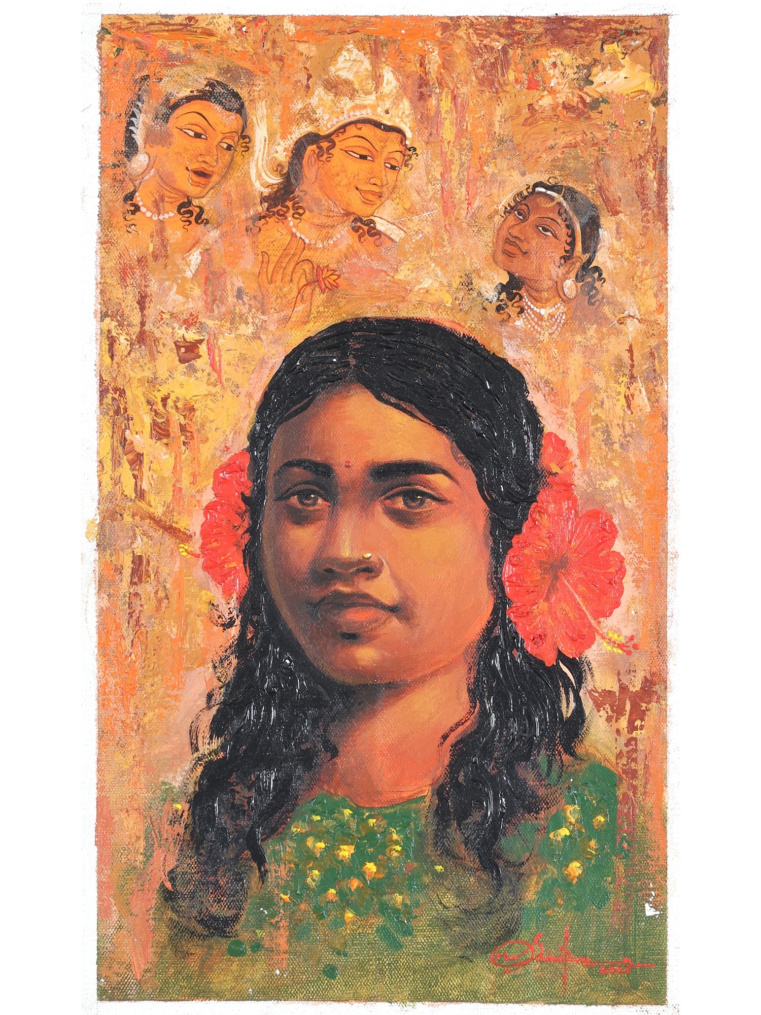 Devotee Surrounded by Spiritual Vibes | Oil on Canvas | Handmade Painting: Title: Devotee Surrounded by Spiritual Vibes | Oil on Canvas | Handmade Painting Description: Oil Paintings Reserve: $160.00 Shipping: Domestic: Shipping rates are determined by destination