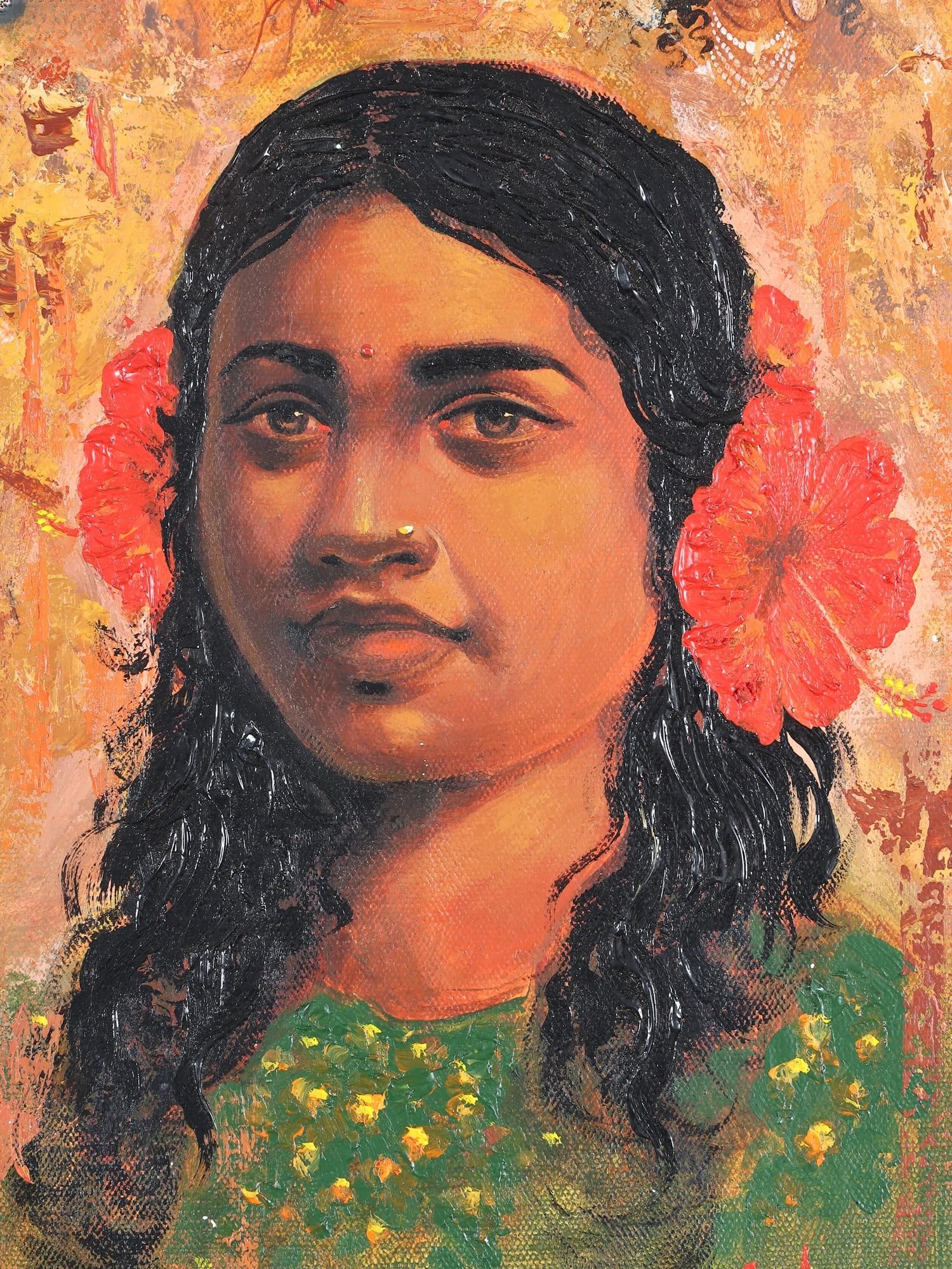 Devotee Surrounded by Spiritual Vibes | Oil on Canvas | Handmade Painting - 2