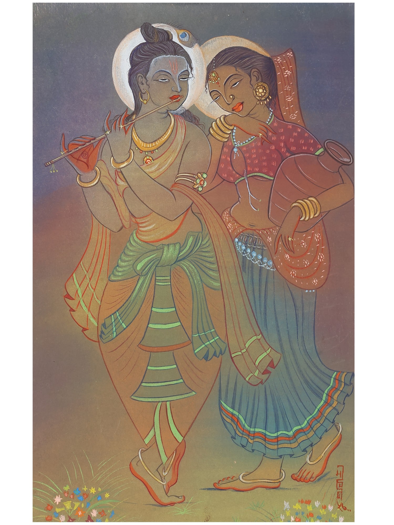 Divine Radha Krishna | Watercolor Painting (1 of 2)